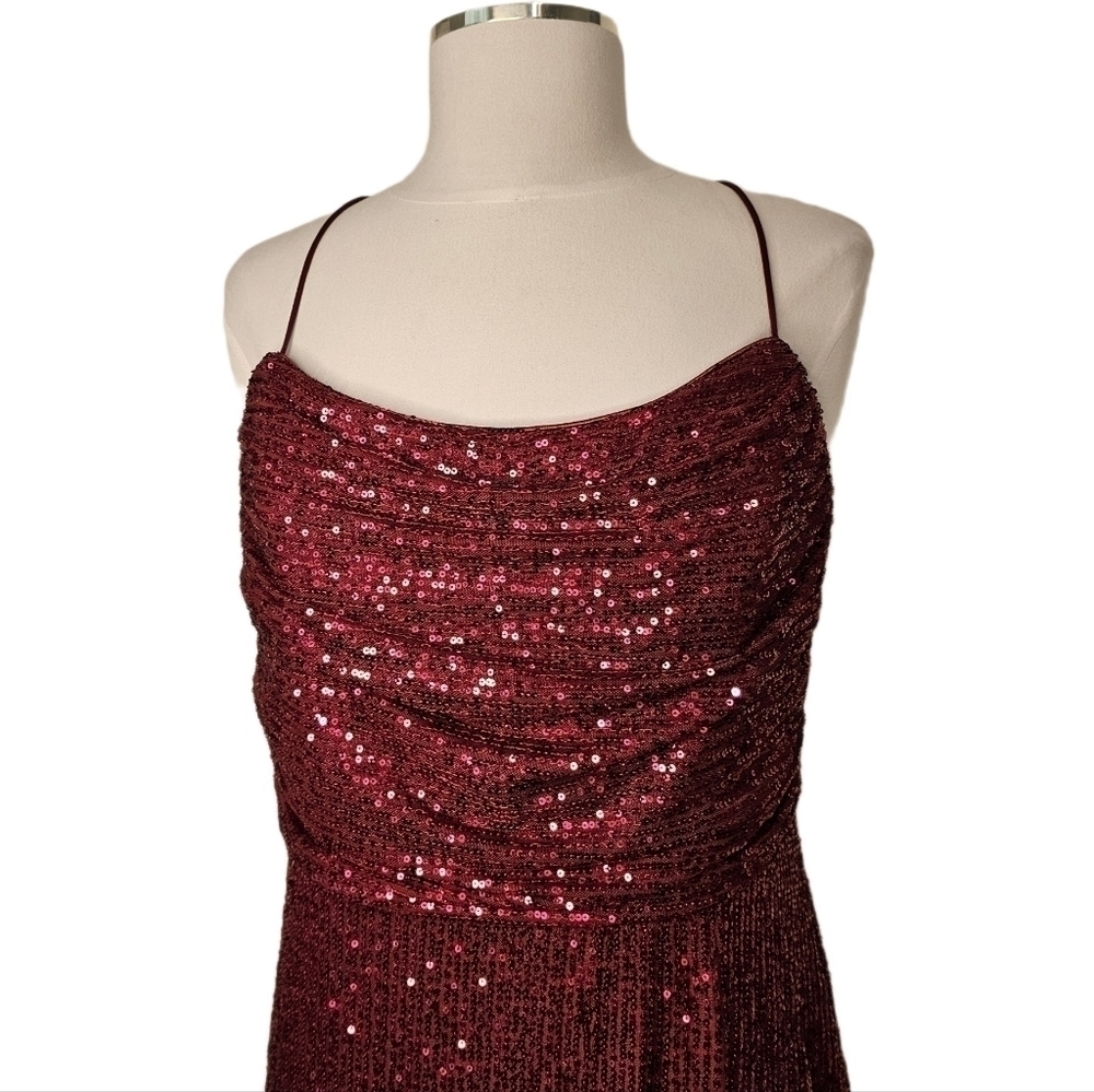 Sequin Burgundy strappy party dress women's XL - Picture 3 of 11